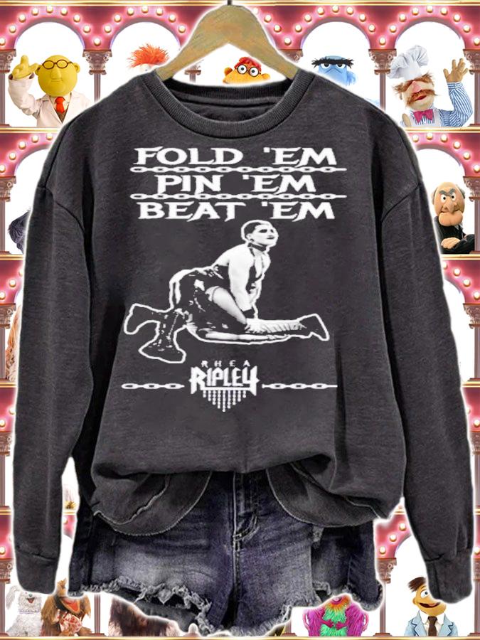 Rhea Ripley's Fold 'Em Pin 'Em Beat 'Em Shirt
