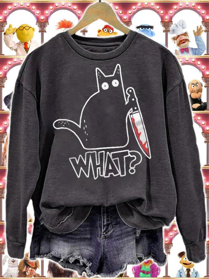 Cat What Murderous Black Cat With Knife Gift Premium Classic t-shirt sweatshirt