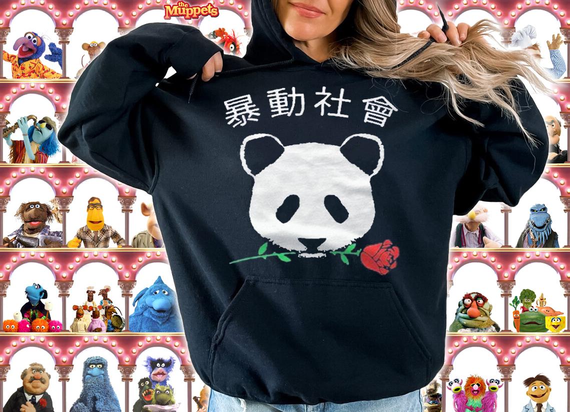 Funny Panda Rose Chinese Kanji shirt hoodie