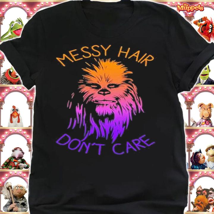 Junior's Star Wars Messy Hair Don't Care Chewie Graphic Shirt shirt