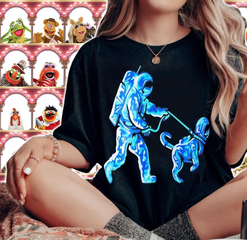 Moon Man Dog Walk Neon T-Shirt