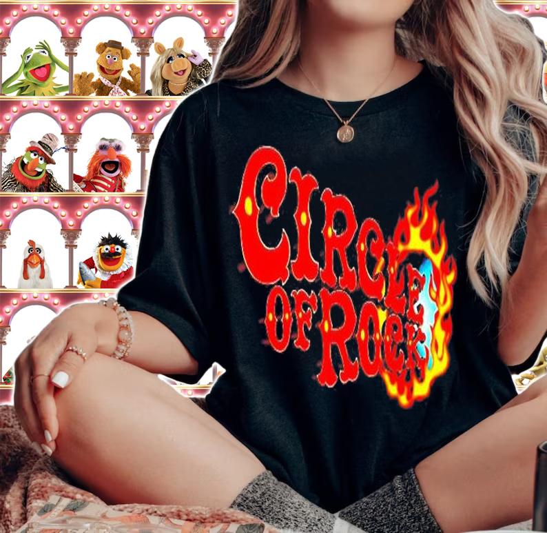 New Circle Of Rock Red Fire Cool Vector Design T-Shirt woman shirt