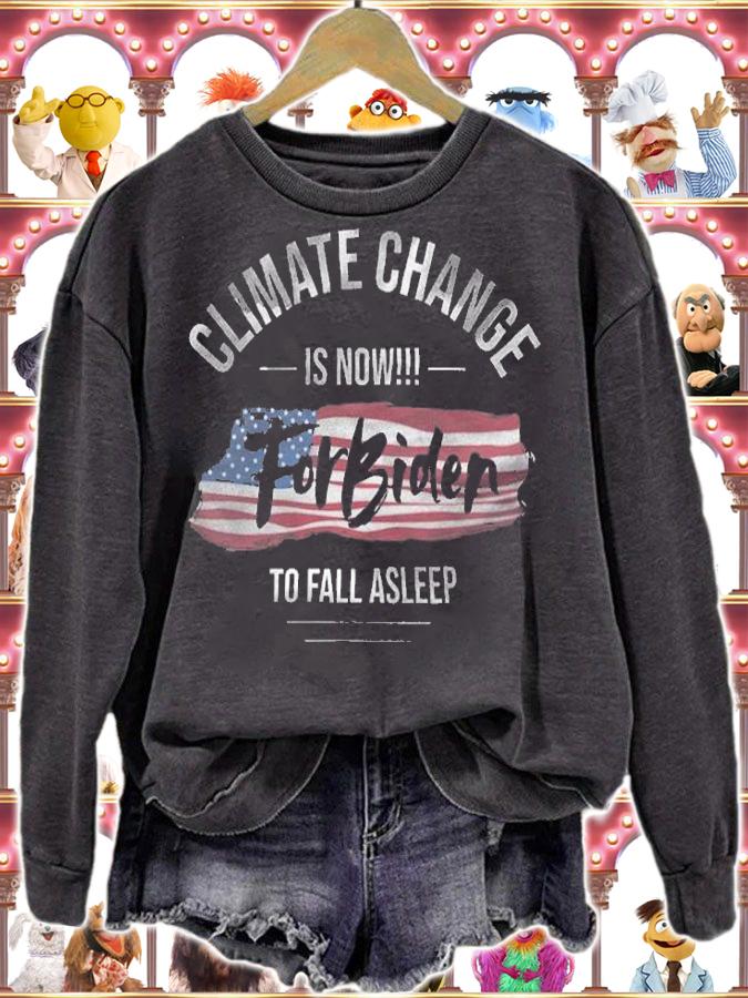 Climate Change Is Now - For Biden To Fall Asleep USA Flag T-Shirt