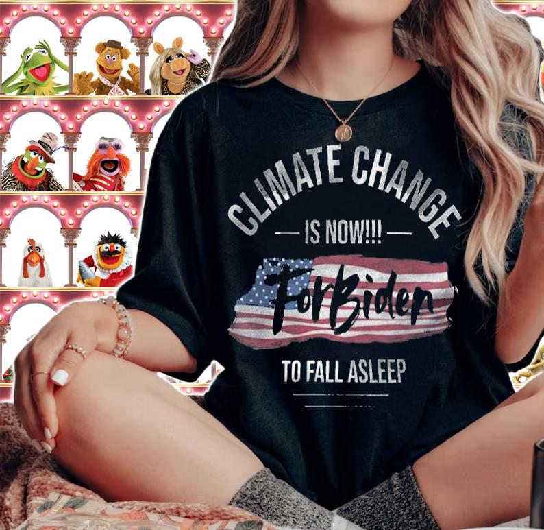 Climate Change Is Now - For Biden To Fall Asleep USA Flag T-Shirt