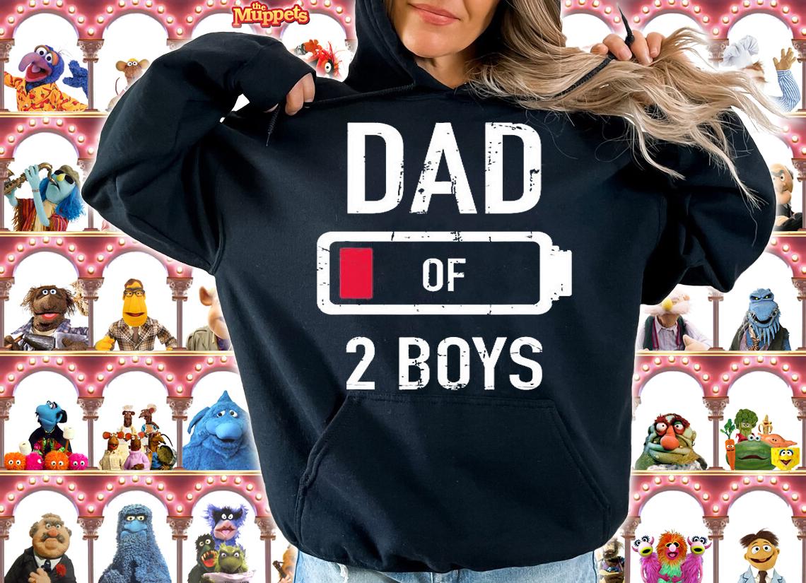Dad Of Two Boys Low Battery Funny Gift For Father's Day T-Shirt hoodie