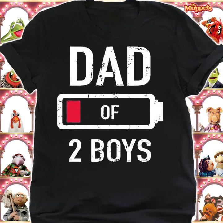 Dad Of Two Boys Low Battery Funny Gift For Father's Day T-Shirt shirt