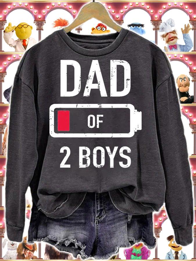 Dad Of Two Boys Low Battery Funny Gift For Father's Day T-Shirt sweatshirt