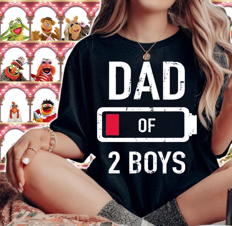 Dad Of Two Boys Low Battery Funny Gift For Father's Day T-Shirt woman shirt