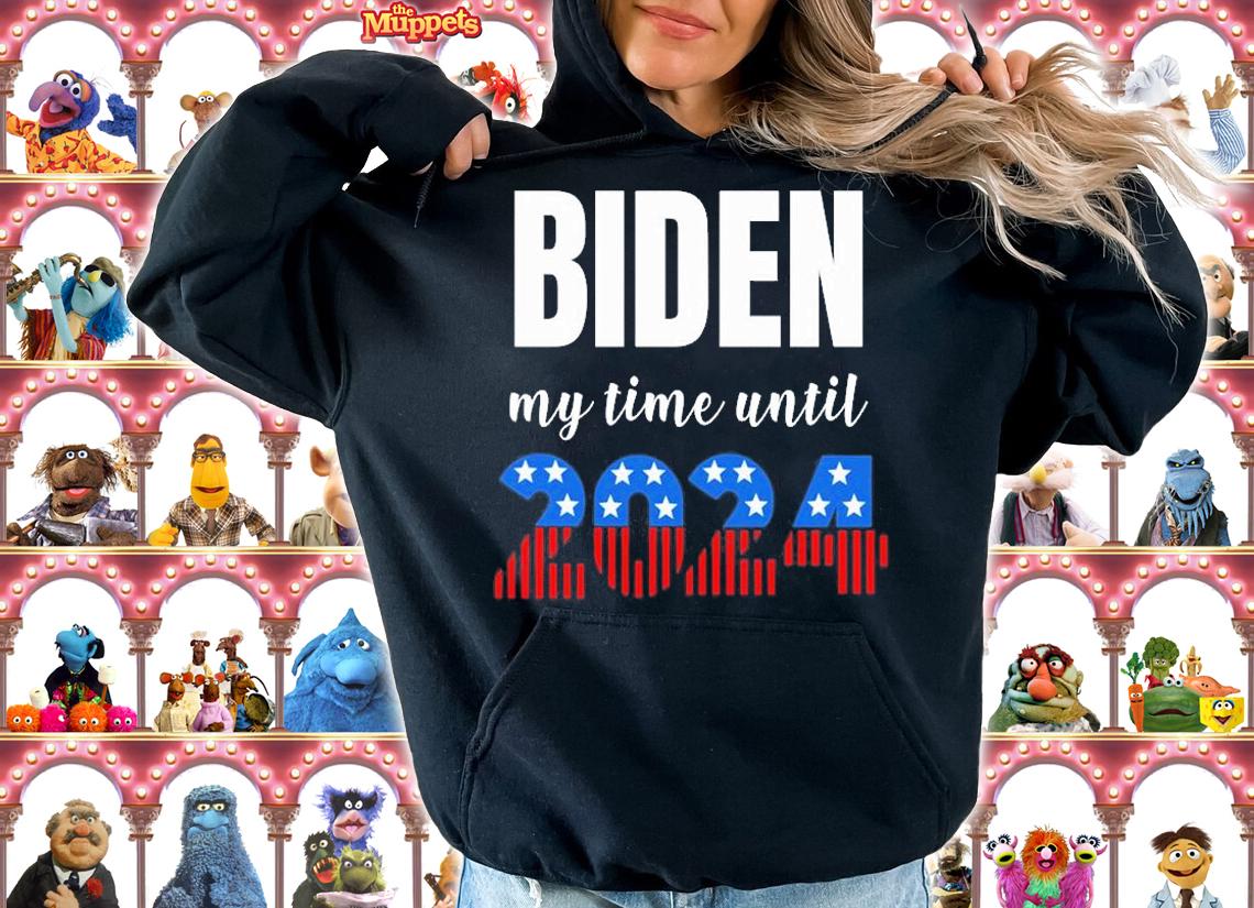 Funny Just Biden My Time Until 2024 US Flag T-Shirt
