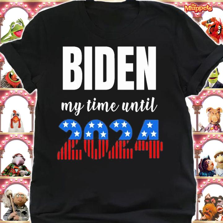 Funny Just Biden My Time Until 2024 US Flag T-Shirt