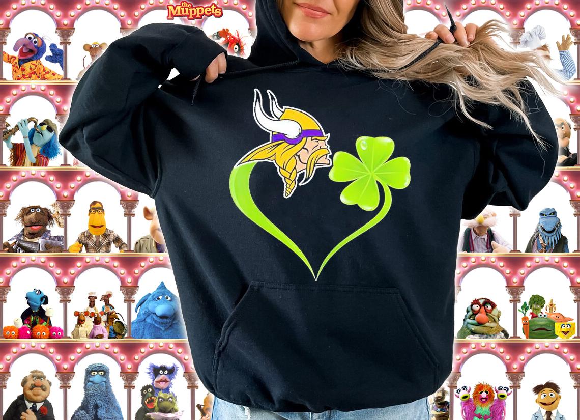 Minnesota Vikings Shamrock Heart St Patrick's Day T-Shirt hoodie