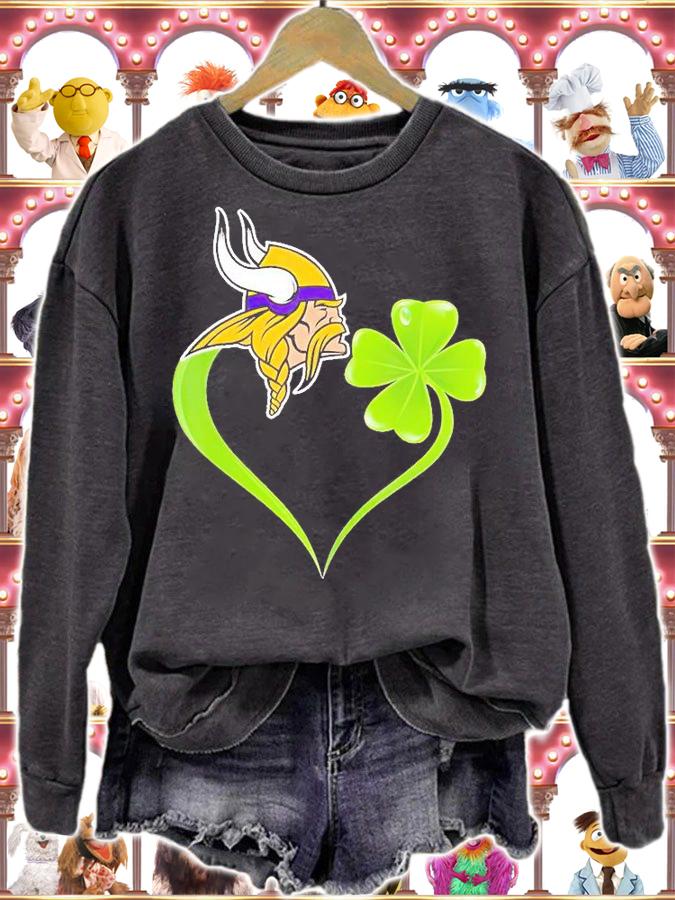 Minnesota Vikings Shamrock Heart St Patrick's Day T-Shirt sweatshirt