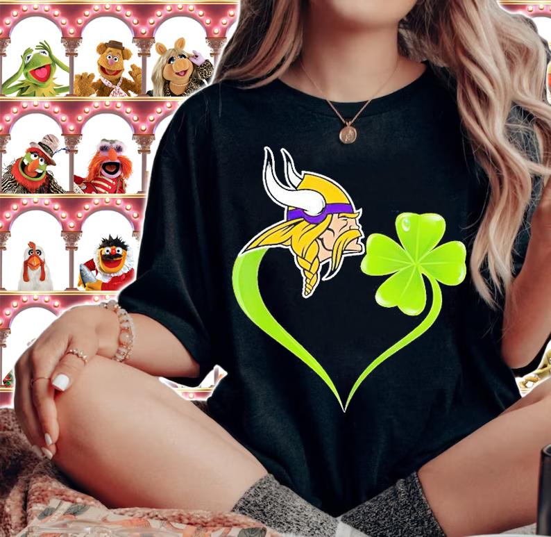 Minnesota Vikings Shamrock Heart St Patrick's Day T-Shirt woman shirt