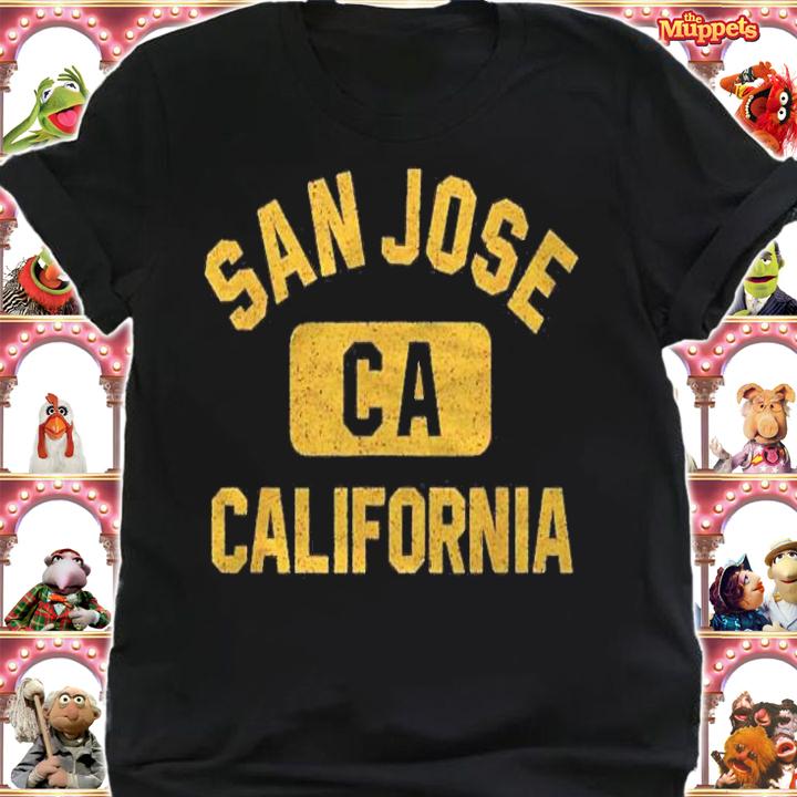 San Jose Ca California Gym Style Distressed Amber Print Shirt