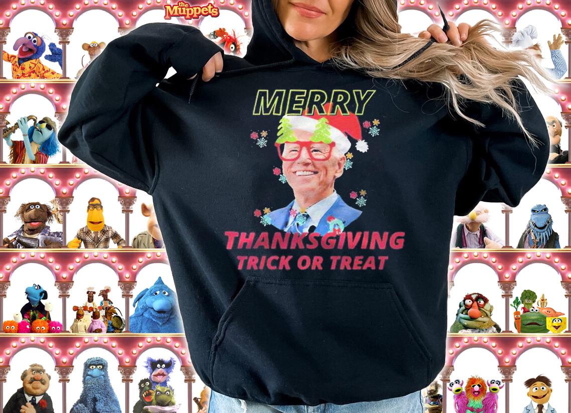 Santa Biden Merry Thanksgiving Trick Or Treat Christmas T-Shirt hoodie