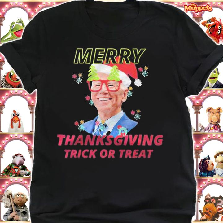 Santa Biden Merry Thanksgiving Trick Or Treat Christmas T-Shirt shirt