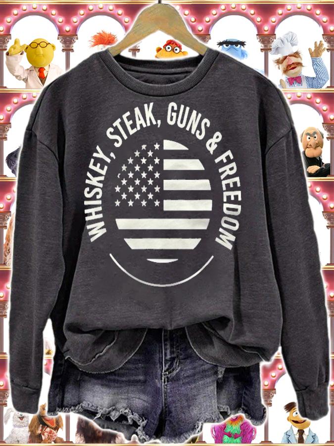 Whiskey Steak Guns Freedom Flag shirt
