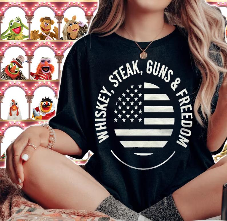 Whiskey Steak Guns Freedom Flag shirt