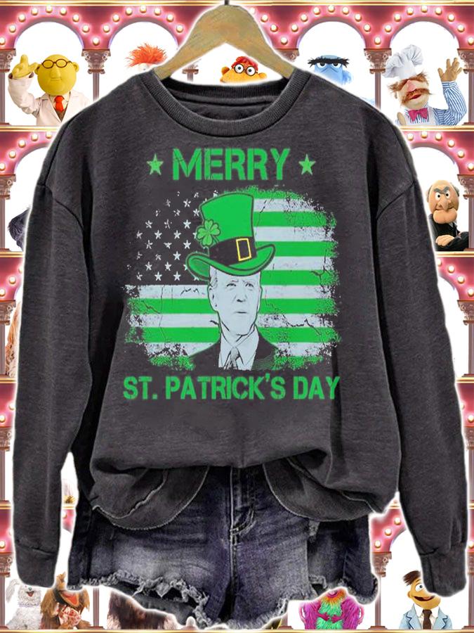 Funny Joe Biden Merry St Patrick's Merry Christmas T-Shirt sweatshirt