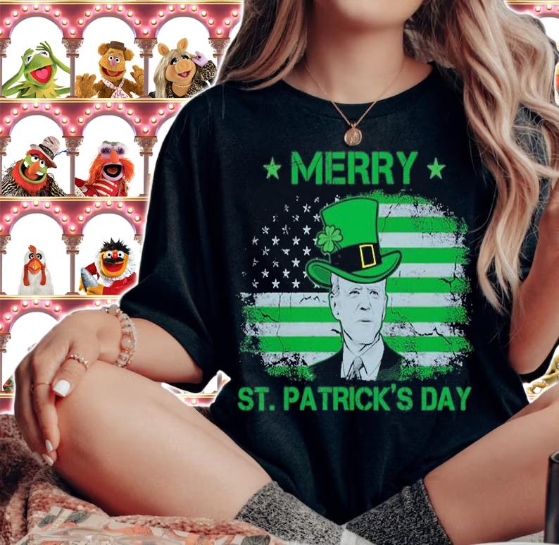 Funny Joe Biden Merry St Patrick's Merry Christmas T-Shirt woman shirt