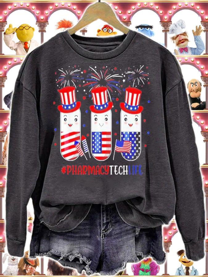 Pharmacy Tech Pills American Patriotic 4th Of July T-Shirt