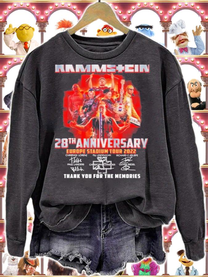 Rammstein 28th Anniversary Europe Stadium Tour 2022 Signatures Thank You For The Memories Shirt