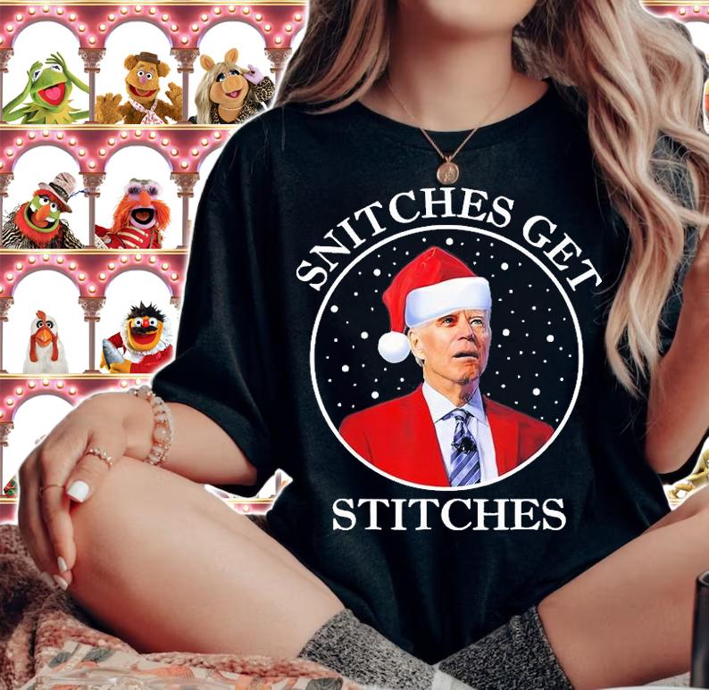 Santa Biden Snitches Get Stitches Christmas Biden T-Shirt