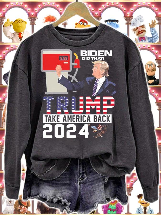 Trump 2024 Flag Anti Joe Biden Mean Tweets Gas T-Shirt sweatshirt