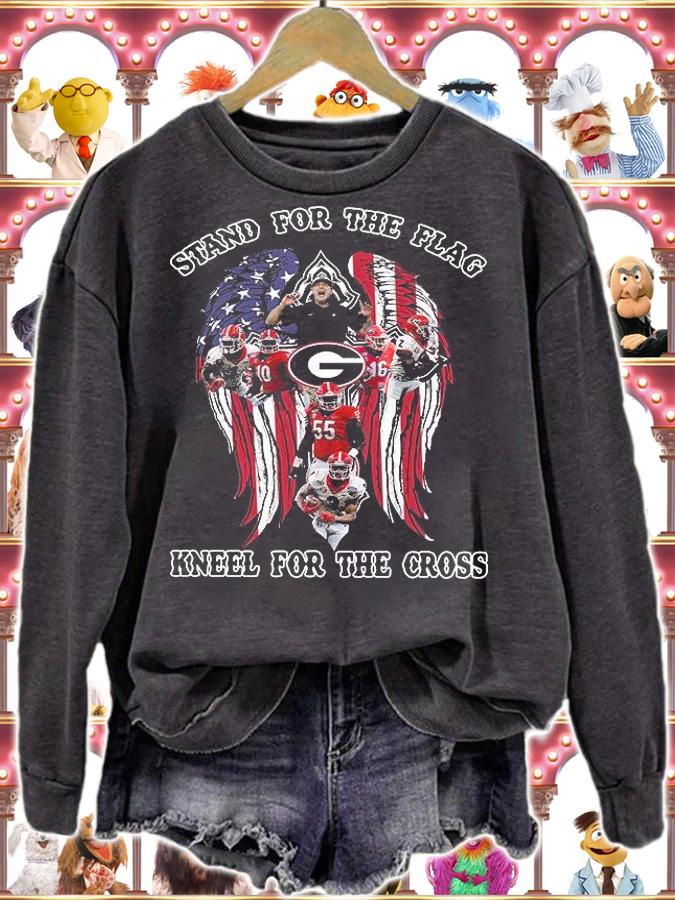Georgia Bulldogs Stand For The Flag Kneel For The Cross T-Shirt sweatshirt