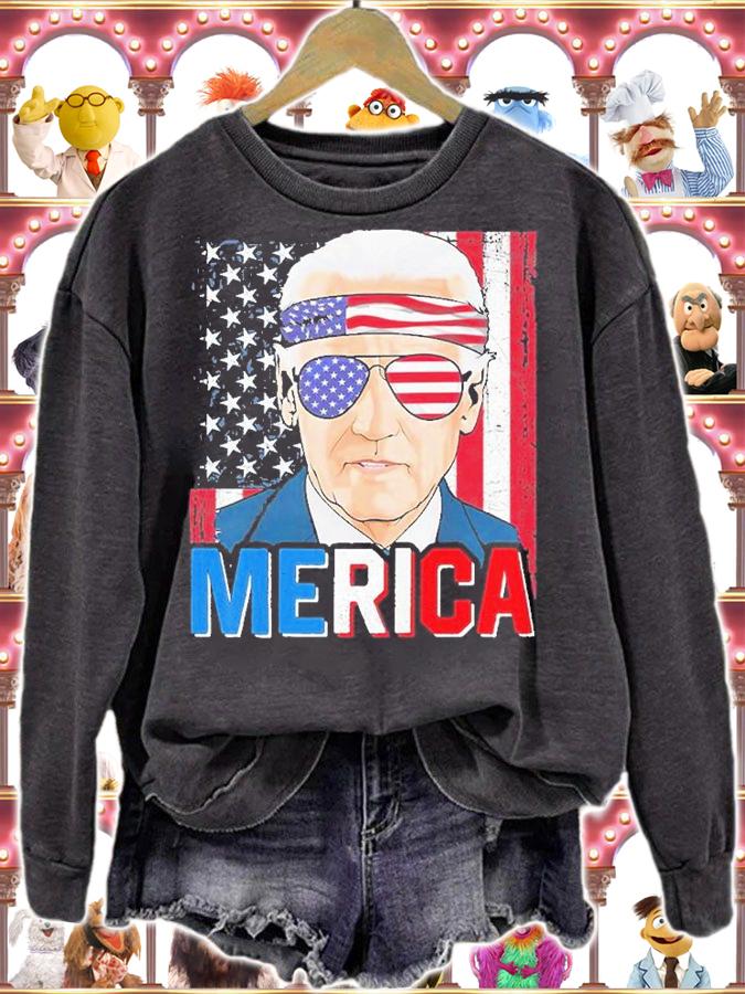 Joe Biden 4th Of July Merica Sunglasses USA Flag T-Shirt