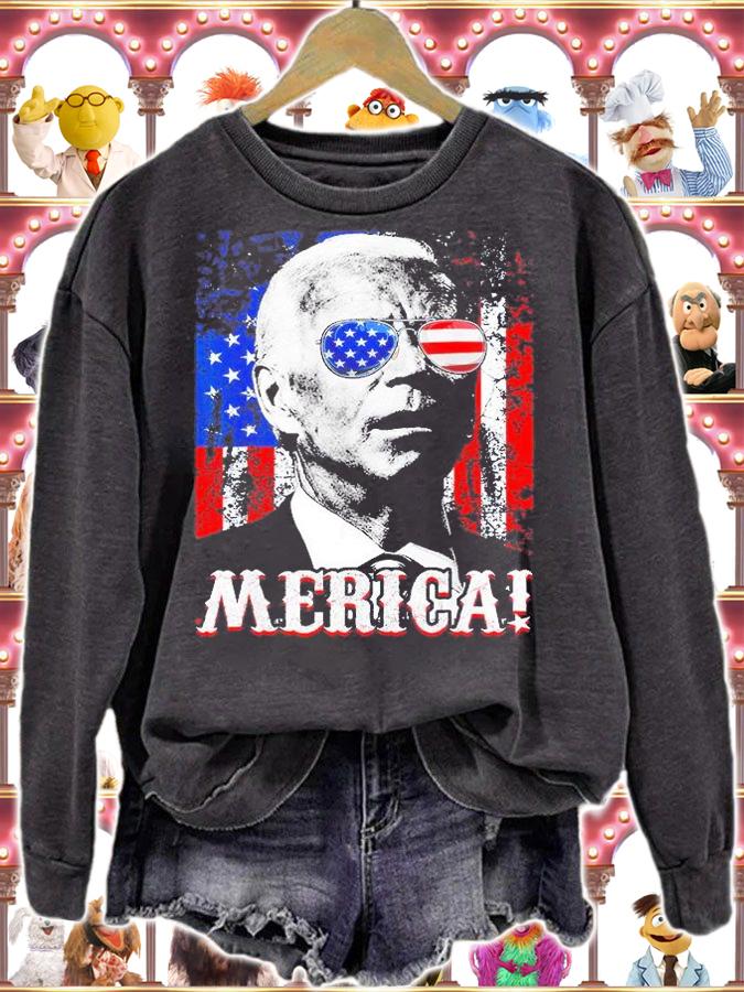 Joe Biden American Flag Merica 4th Of July T-Shirt sweatshirt
