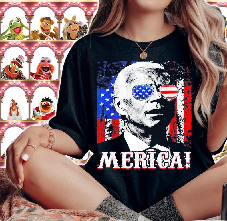 Joe Biden American Flag Merica 4th Of July T-Shirt woman shirt