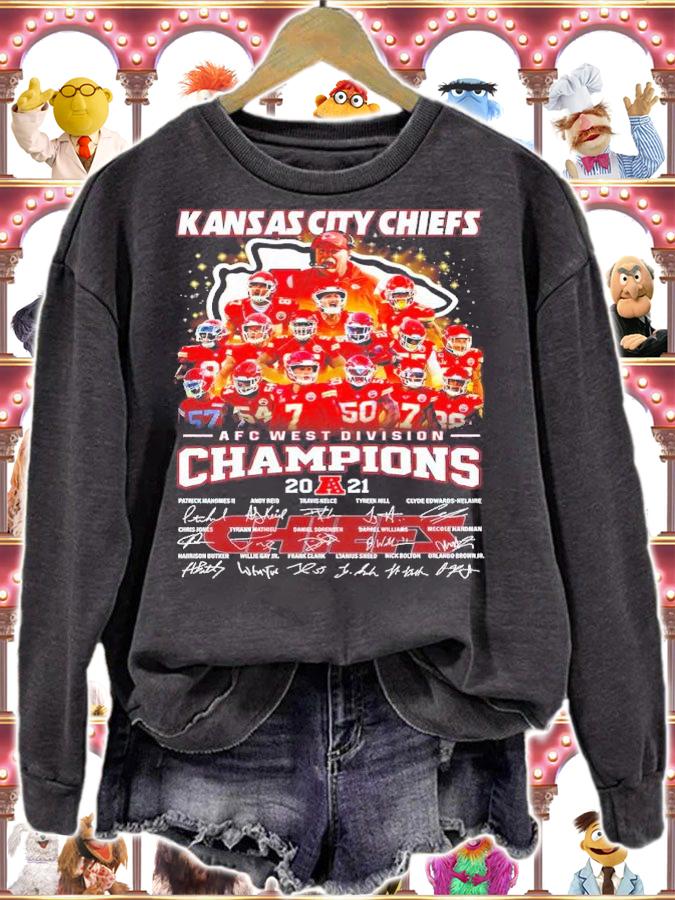 Kansas City Chiefs AFC West Division 2021 Champions Signatures Shirt sweatshirt
