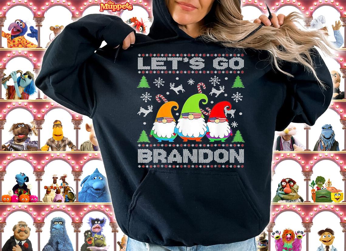 Let's Go Brandon American Flag Gnome Ugly Christmas Holiday T-Shirt hoodie