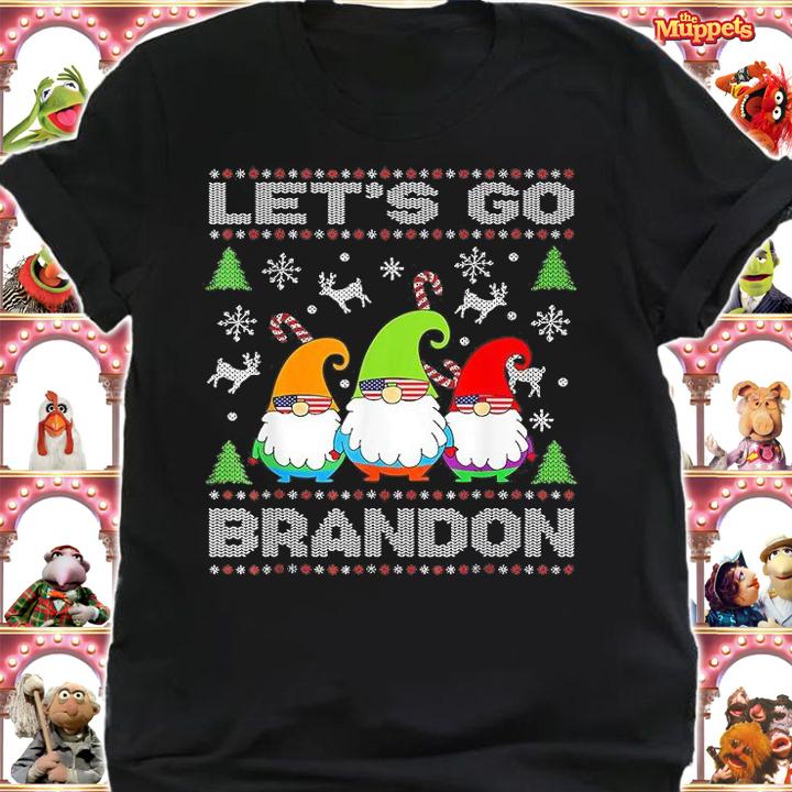 Let's Go Brandon American Flag Gnome Ugly Christmas Holiday T-Shirt shirt
