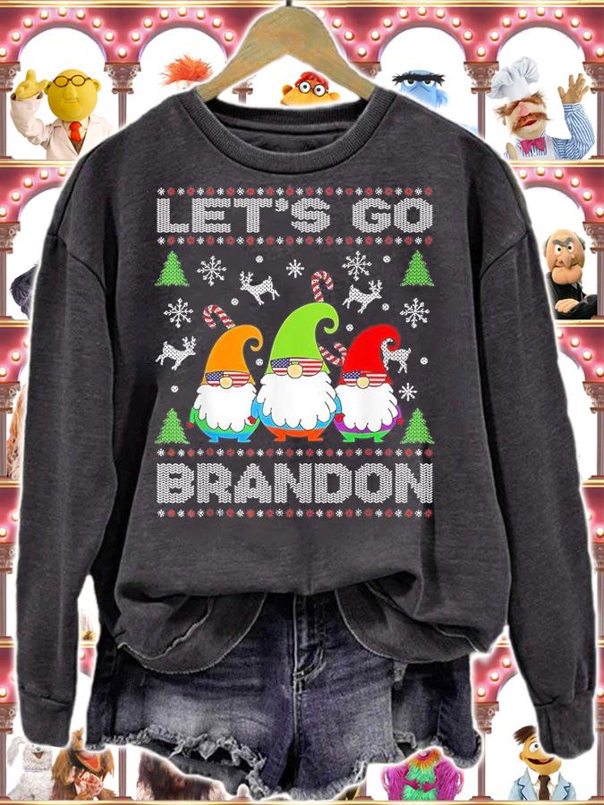 Let's Go Brandon American Flag Gnome Ugly Christmas Holiday T-Shirt sweatshirt