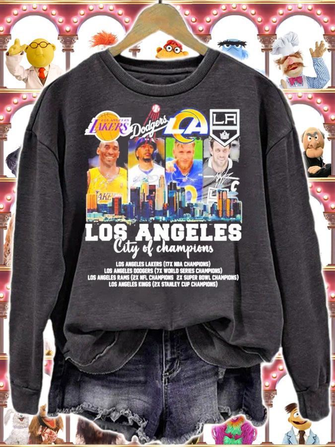 LOS ANGELES Los Angeles Lakers Los Angeles Dodgers Los Angeles Rams And Los Angeles Kings Signatures Shirt sweatshirt