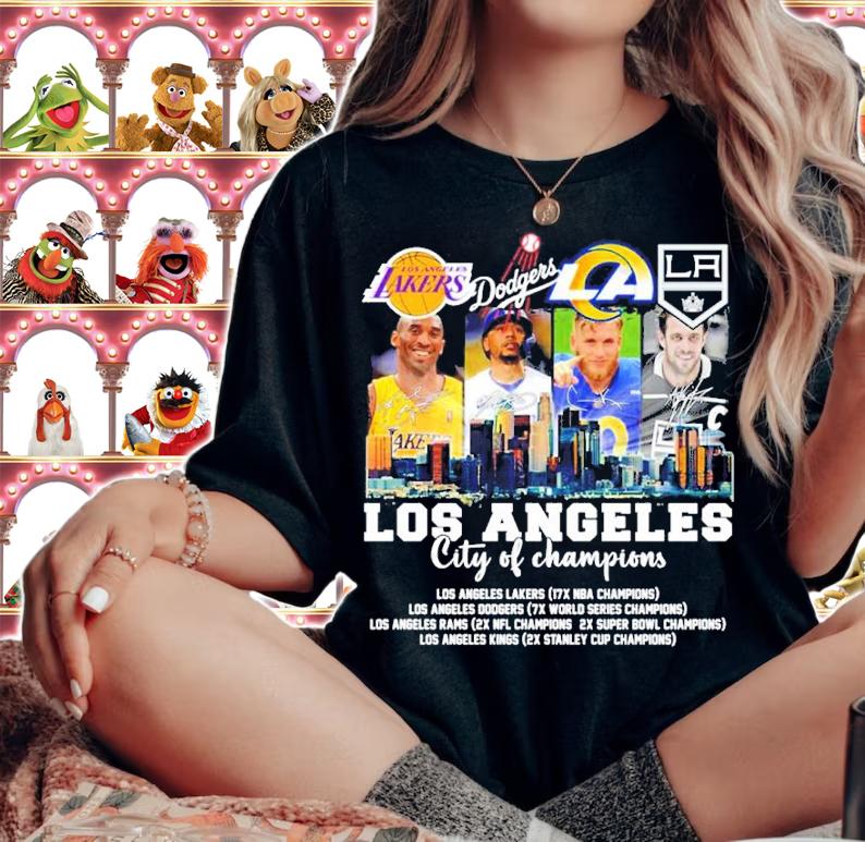 LOS ANGELES Los Angeles Lakers Los Angeles Dodgers Los Angeles Rams And Los Angeles Kings Signatures Shirt woman shirt