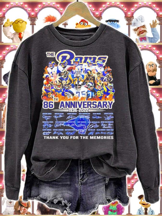The Los Angeles Rams 86th Anniversary 1936-2022 Signatures Thank You For The Memories Shirt