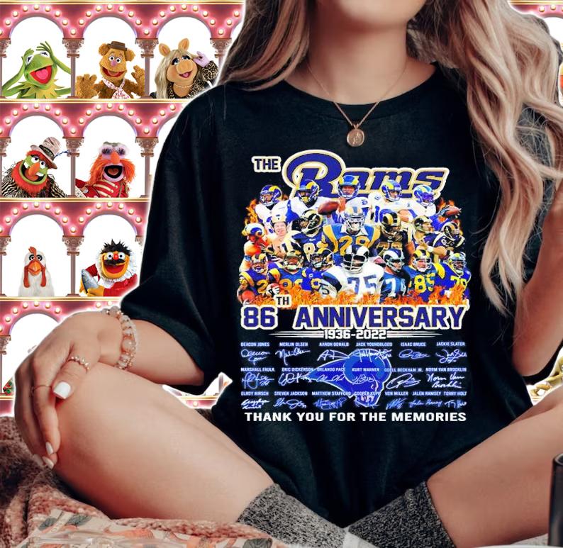 The Los Angeles Rams 86th Anniversary 1936-2022 Signatures Thank You For The Memories Shirt