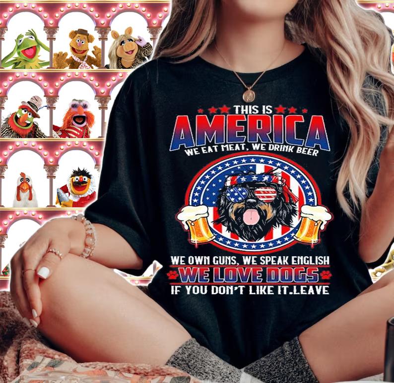 This Is America We Love Dogs US Flag T-Shirt woman shirt