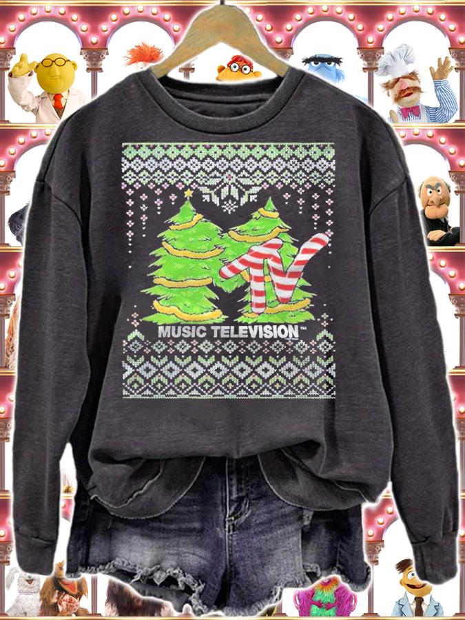 Ugly Mtv Christmas trees candy cane logo T-shirt sweatshirt