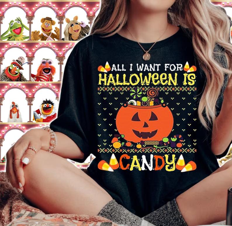 All I Want For Halloween Is Candy Pumpkin Ugly Christmas T-shirt woman shirt