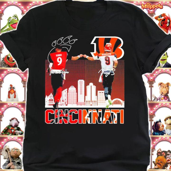 Cincinnati Ridder and Burrow signatures shirt