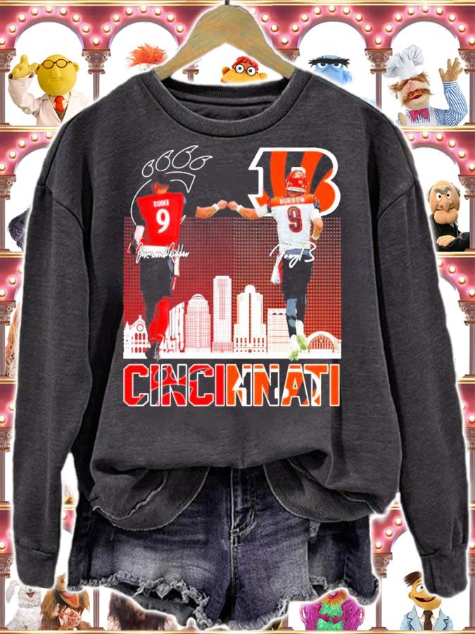 Cincinnati Ridder and Burrow signatures shirt