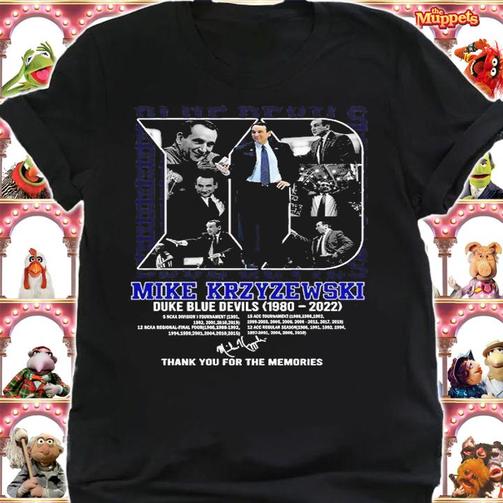 Mike Krzyzewski Duke Blue Devils 1980 2022 Thank You For The Memories T-Shirt shirt