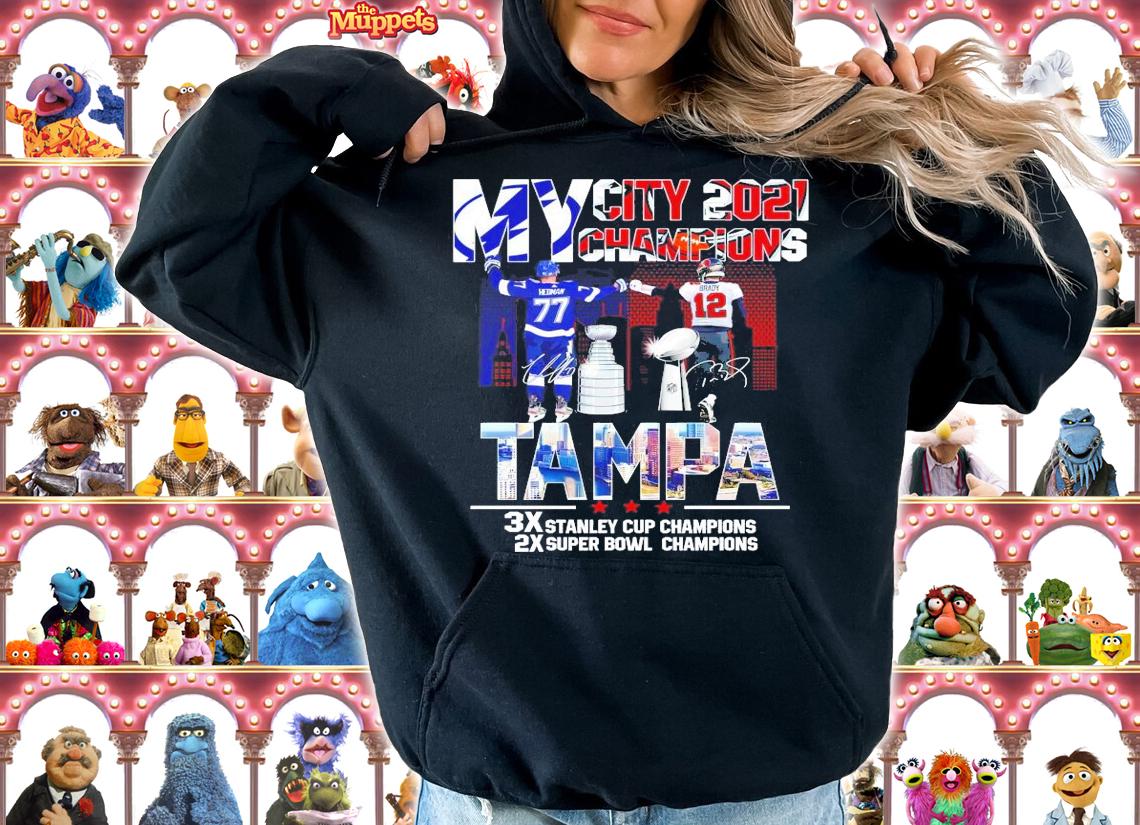 My city 2021 Champions Victor Hedman vs Tom Brady signatures shirt