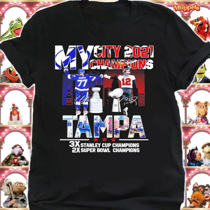 My city 2021 Champions Victor Hedman vs Tom Brady signatures shirt