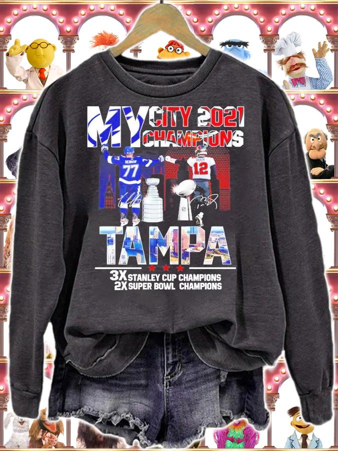My city 2021 Champions Victor Hedman vs Tom Brady signatures shirt