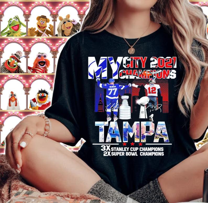 My city 2021 Champions Victor Hedman vs Tom Brady signatures shirt